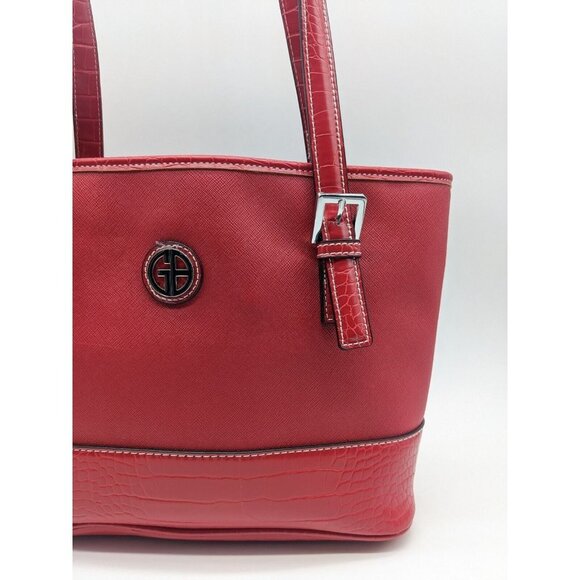GIANI BERNINI Saffiano faux-leather croc embossed women's tote bag- RED - Picture 4 of 13